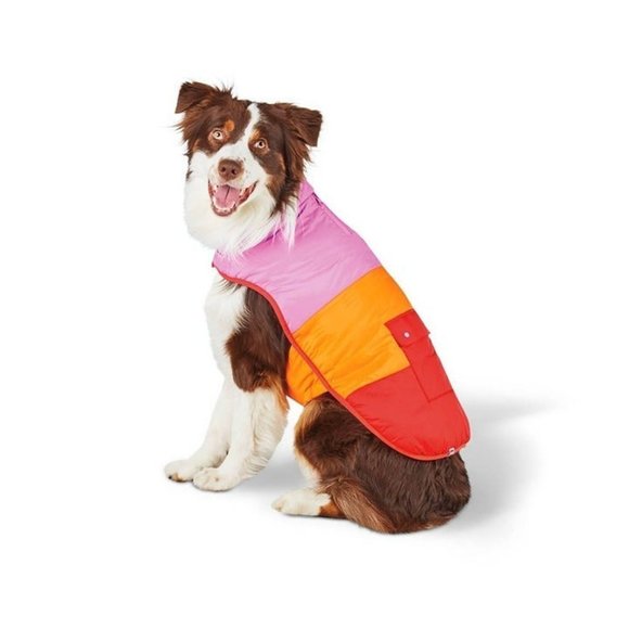 LEGO x Target Dog Coat - Medium - Pink/Red/Orange puffer jacket - Picture 1 of 2